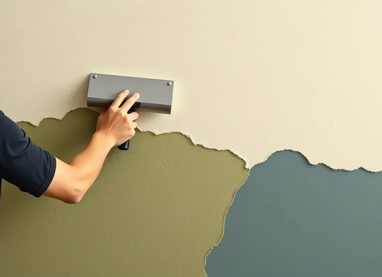 Application d'un enduit décoratif à la lisseuse sur un mur
